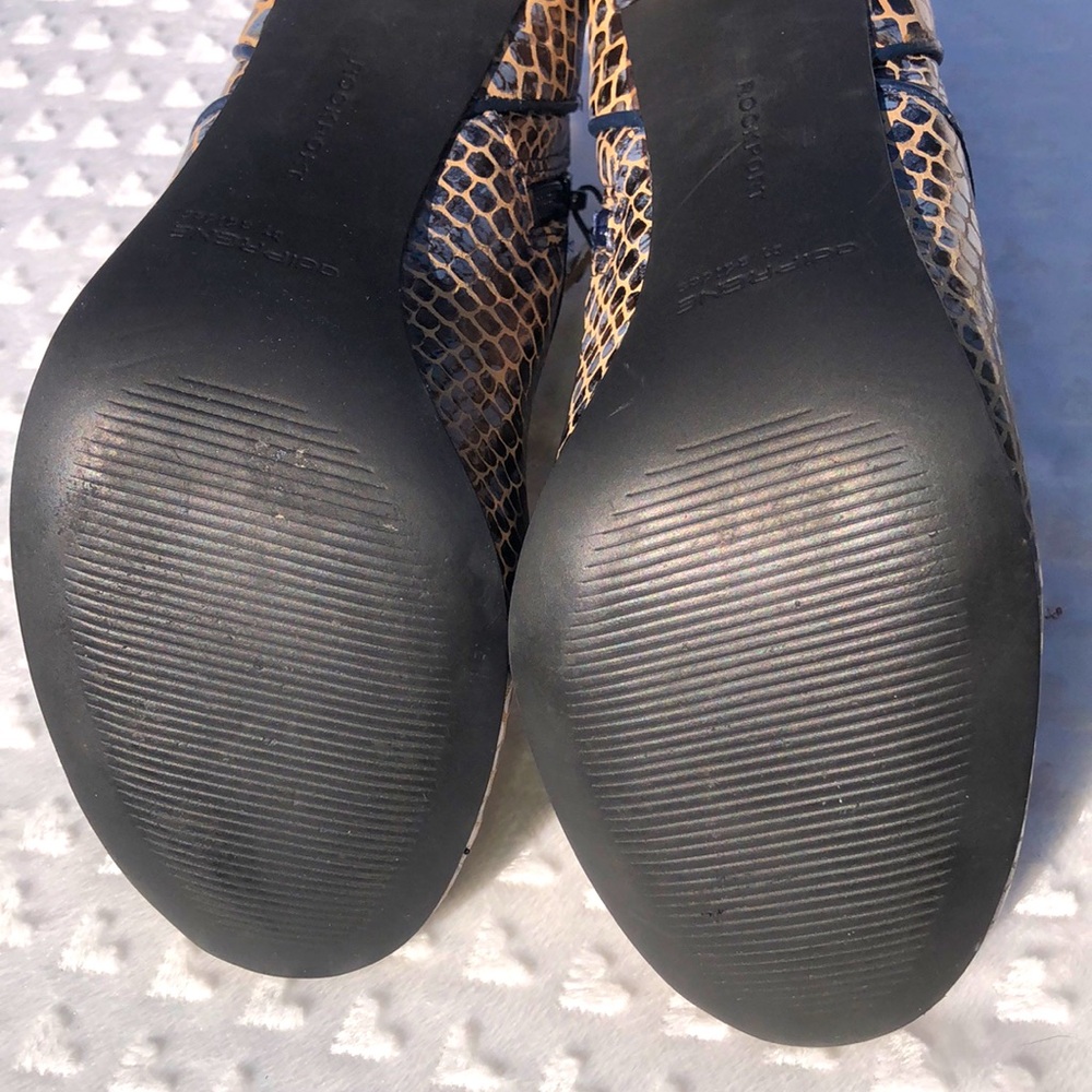 ROCKPORT By ADIDAS Leather Snakeskin Print Booties Heels Shoes Size 6 - Picture 15 of 17